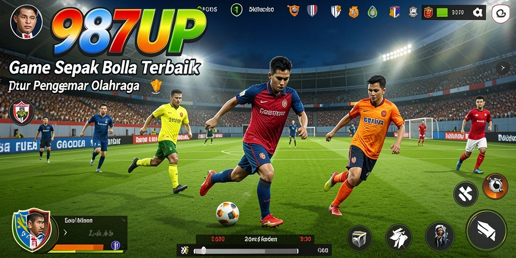 Tangkapan layar 987UP menunjukkan aksi intens di lapangan sepak bola.