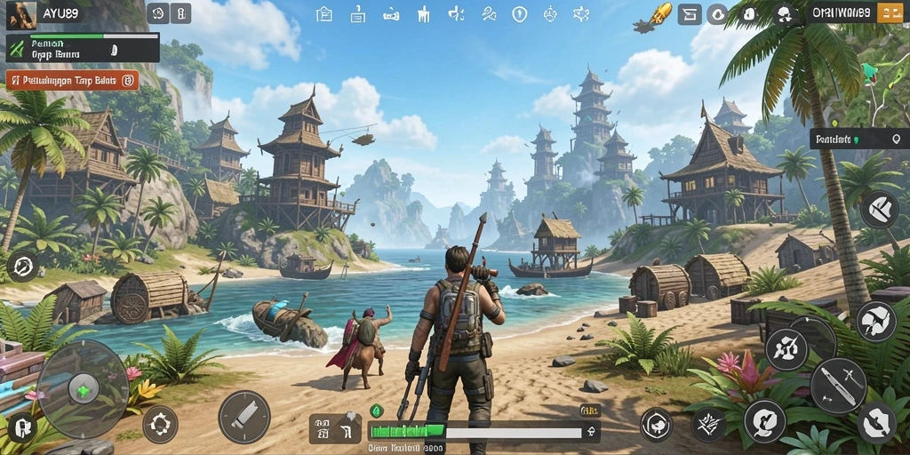 Tampilan gameplay Open World AYU89 yang menakjubkan dengan berbagai lokasi untuk dijelajahi.