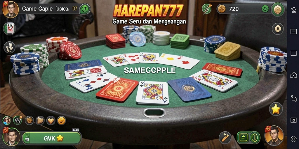Tampilan gameplay seru dalam permainan Gaple HARAPAN777.