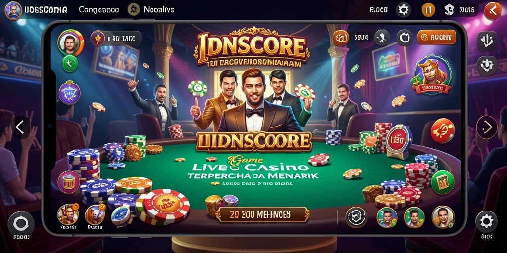 Screenshot IDNSCORE menampilkan gameplay Live Casino yang mendebarkan dan dealer profesional.