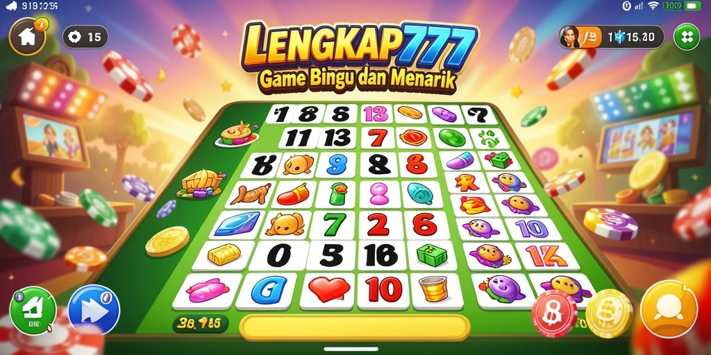 Tangkapan layar gameplay LENGKAP777 yang menampilkan suasana seru permainan Bingo.