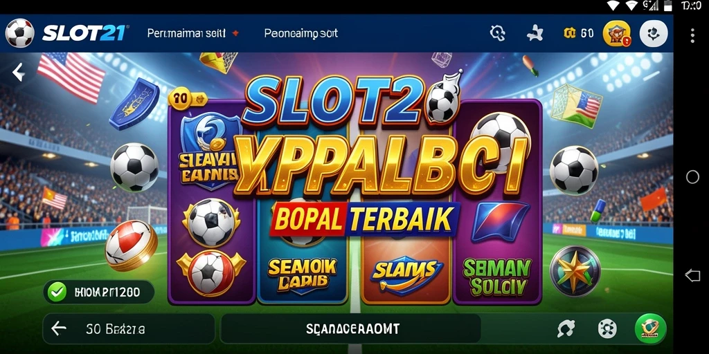 Tampilan gameplay SLOT21 dengan tema sepak bola yang mengasyikkan.