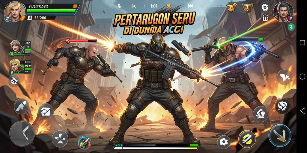 Screenshot action seru dari gameplay TURU99 dengan pertarungan intens.