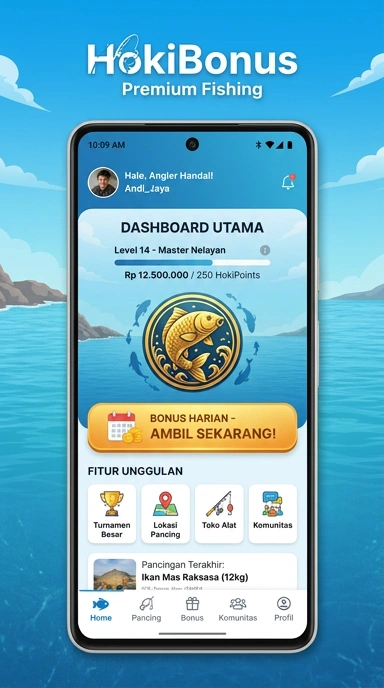 Tampilan utama aplikasi hokibonus untuk navigasi yang lebih mudah.